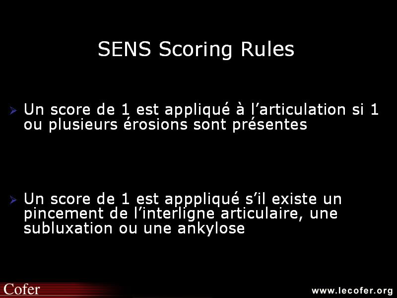 Score radiologique de SENS dans la polyarthrite rhumatoïde