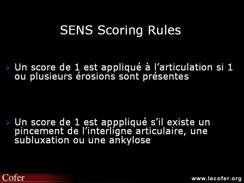 Score radiologique de SENS dans la polyarthrite rhumatoïde