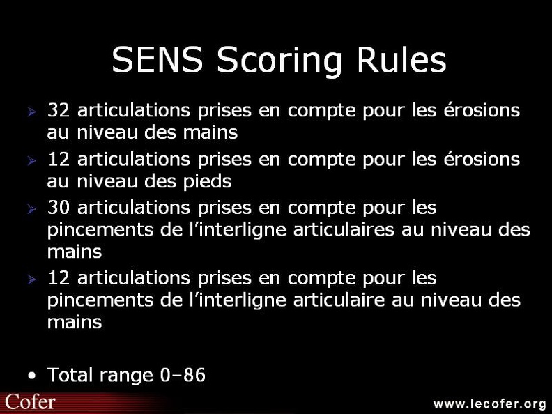 Score radiologique de SENS dans la polyarthrite rhumatoïde