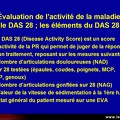 Polyarthrite rhumatoïde, PR : Évaluation de l’activité de la PR : le DAS (Disease Activity Score) : éléments du DAS